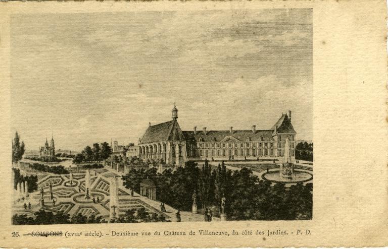 Soissons (XVIIIème) - 2ème vue du château de Villeneuve du côté des jardins_0