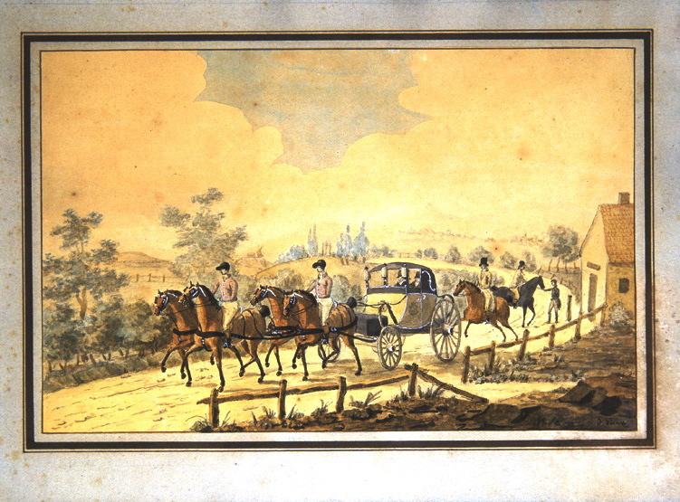 Berline attelée, Joseph Vernet, 18e siècle