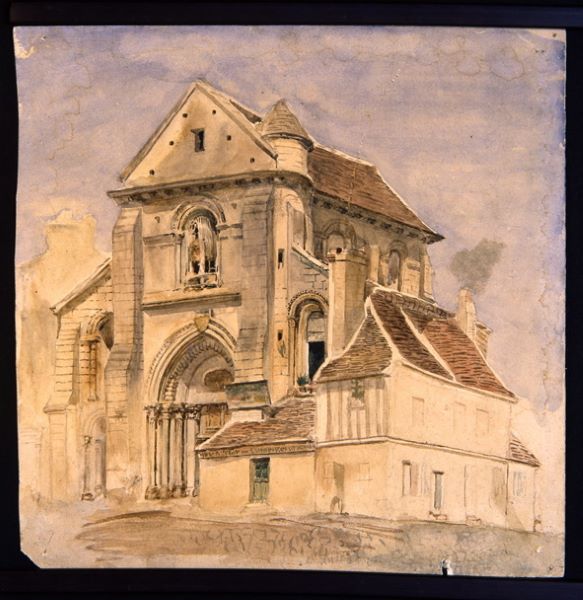Vue de l’église Saint-Pierre-au-Parvis à Soissons, Léopold Baraquin, 1860  vers