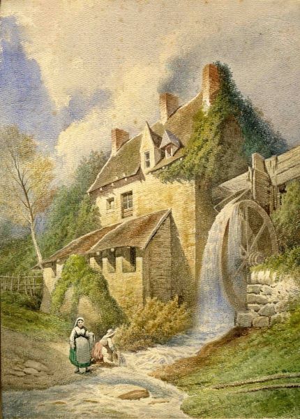 Moulin et chute d'eau, Léopold Baraquin, 19e siècle