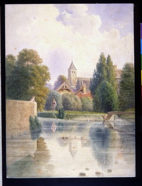 Vue du village de Chelles avec son église à l’arrière-plan, Léopold Baraquin, 19e siècle