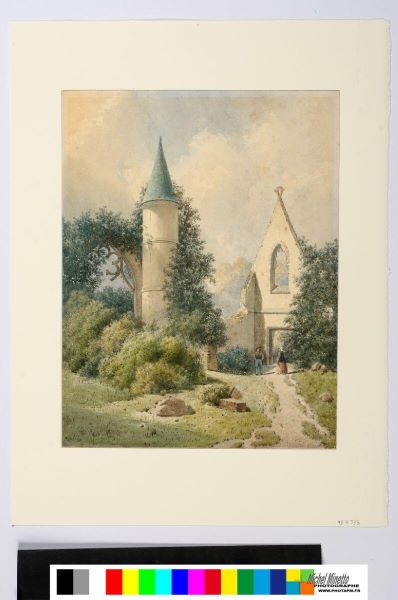 Sainte-Croix-d'Offémont : ruines du prieuré, Léopold Baraquin, 19e siècle