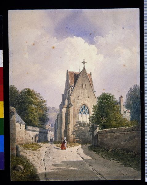 Vue de l’église d’Epagny, Léopold Baraquin, 19e siècle
