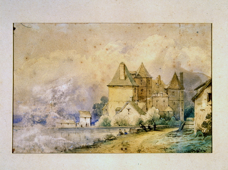 Vue du château d'Aconin, Léopold Baraquin, 19e siècle