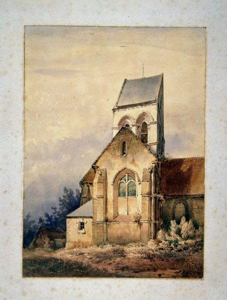 Vue de l’église de Bourguignon, Léopold Baraquin, 19e siècle