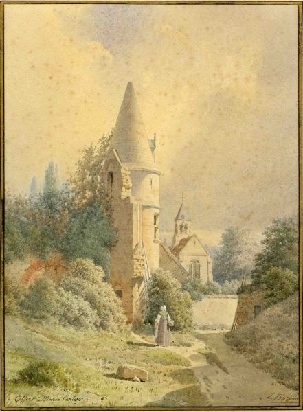 Chelles : église et tourelle, Léopold Baraquin, 19e siècle