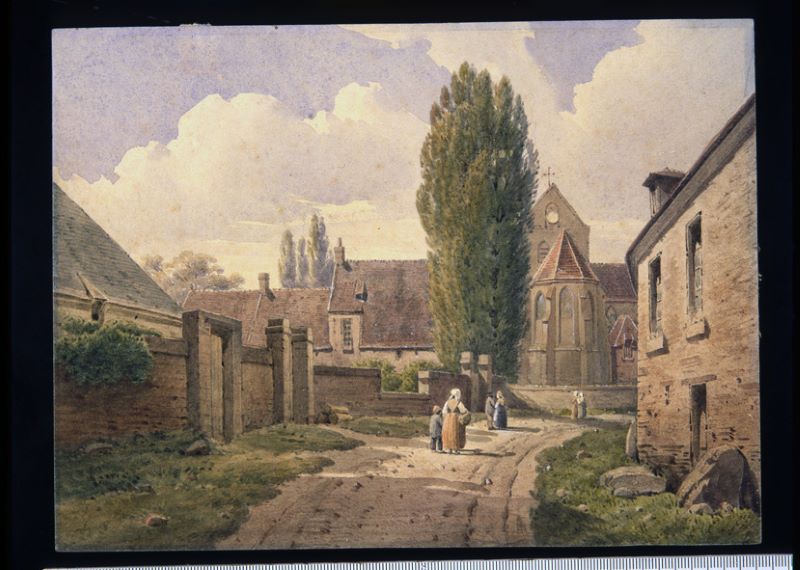 Vue de l’église de Venizel, Léopold Baraquin, 19e siècle