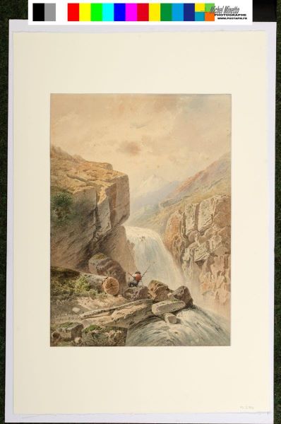 Rochers et chute d'eau, Léopold Baraquin, 19e siècle