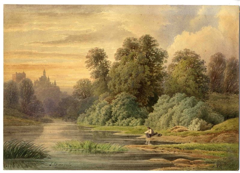 Vue du château de Vez, Léopold Baraquin, 19e siècle