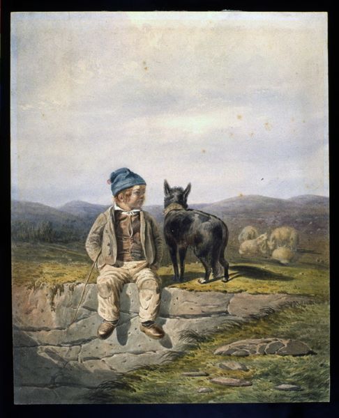 Petit berger et son chien, Léopold Baraquin, 19e siècle
