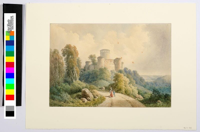 Vue du château de Coucy, Léopold Baraquin, 19e siècle