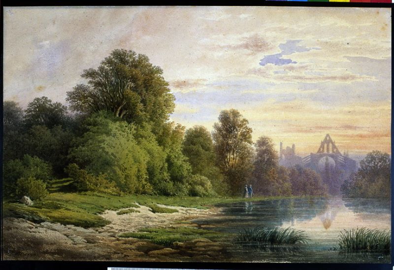 Ruines de l'église abbatiale de Longpont, Léopold Baraquin, 1825