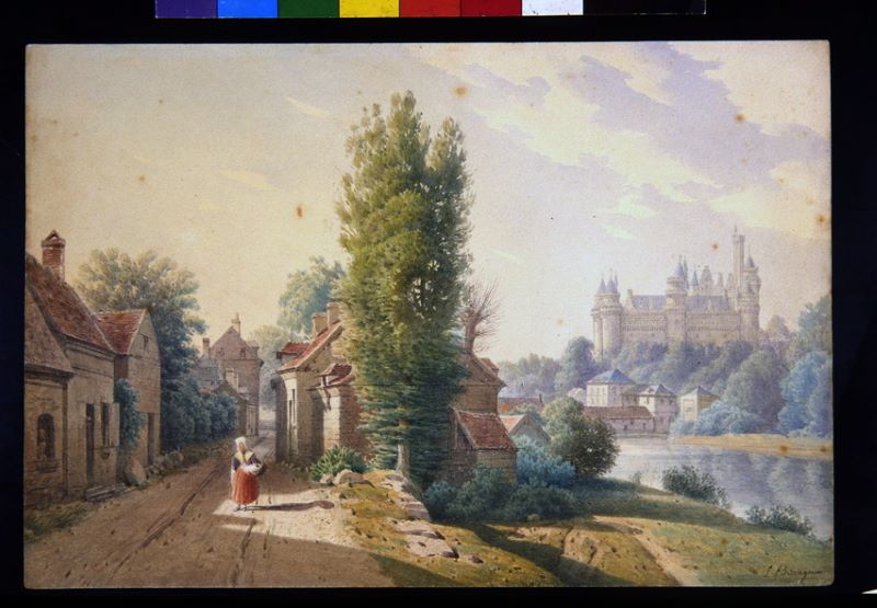 Vue du château de Pierrefonds restauré, Léopold Baraquin, 1865
