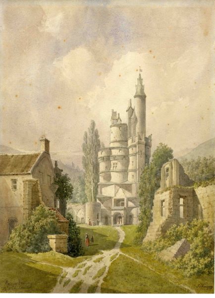 Vue du château de Septmonts, Léopold Baraquin, 19e siècle