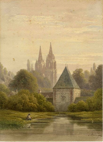 Vue de Soissons : l’Arquebuse et Saint-Jean-des-Vignes, Léopold Baraquin, 19e siècle