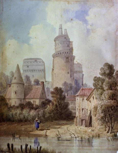 Vue du Château de Pierrefonds, Léopold Baraquin, 19e siècle