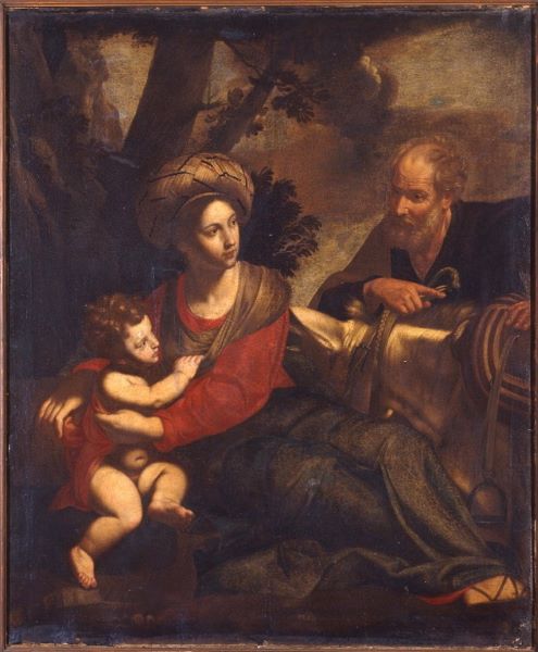 Repos pendant la fuite en Egypte ; Sainte famille, Michele Desubleo, 17e siècle