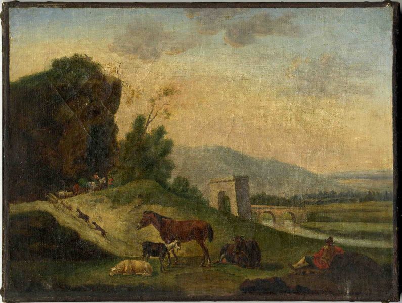 Paysage avec animaux, Jean-Baptiste Berre, 18e siècle, 19e siècle