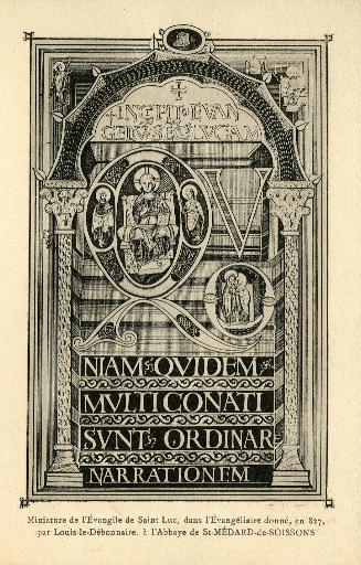 Miniature de l'Evangile de Saint-Luc dans l'Evangéliaire donné en 827 par Louis le Débonnaire à l'Abbaye de Saint-Médard de Soisssons_0