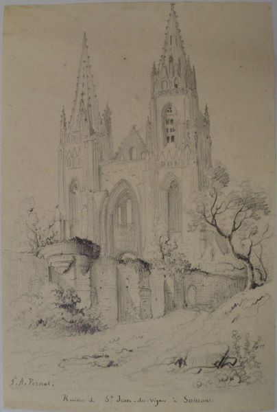 Ruines de Saint-Jean-des-Vignes à Soissons, François Alexandre Pernot, 19e siècle