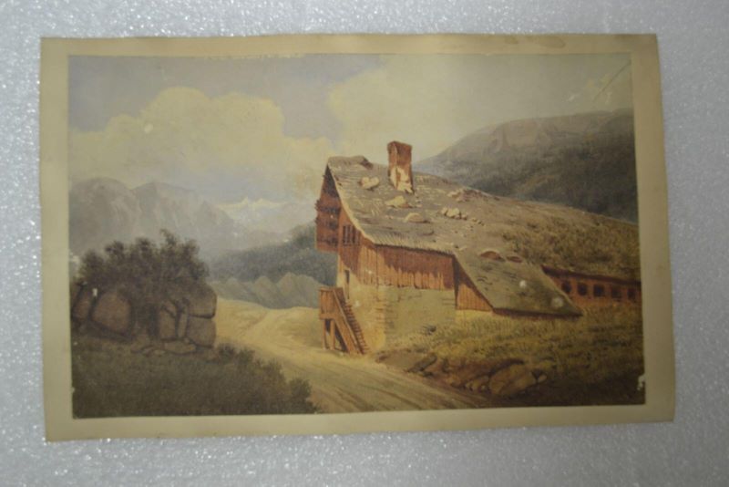 Vue d'une maison de montagne, Léopold Baraquin, 19e siècle