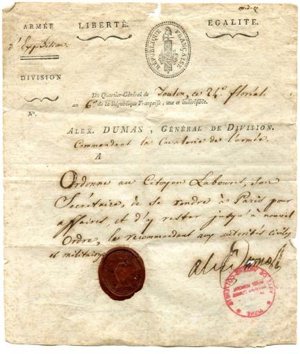 Lettre du Général Dumas à Monsieur Labouret,Toulon, le 24 Floréal an 6 (13 mai 1798)_0