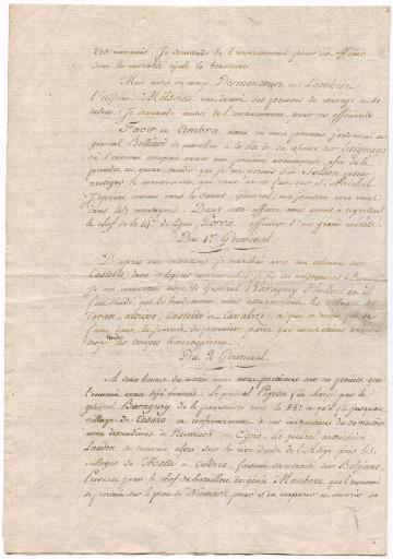Rapport du Général Dumas au Général de Division Joubert en date du 30 ventôse jusqu'au 6 germinal an 5 (mars 1797)_1
