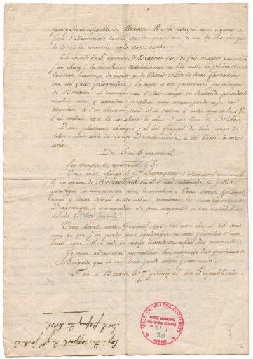 Rapport du Général Dumas au Général de Division Joubert en date du 30 ventôse jusqu'au 6 germinal an 5 (mars 1797)_3