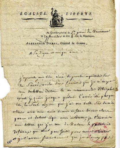 Lettre du Général Dumas à sa femme, Saint-Jean-de-Maurienne le 29 fructidor an 4 (15 septembre 1796)_0
