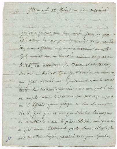 Lettre du Général Dumas à sa femme, Florence le 22 Floréal an 9ème de la République (12 mai 1801)_0