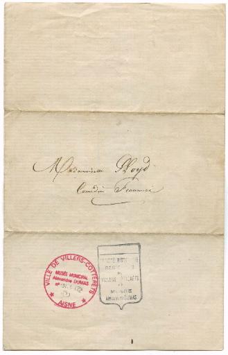 Lettre d'Alexandre Dumas père à Melle LLoyd_1