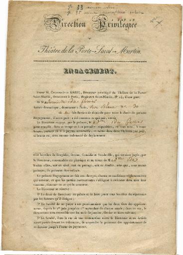 Engagement d'Ida Ferrier au Théâtre de la Porte Saint-Martin à Paris, le 6 janvier 1836_0