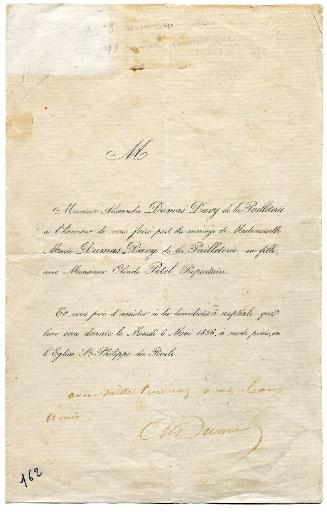 Faire-part de mariage de Marie-Alexandrine Dumas_0