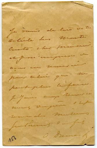 Lettre d'Alexandre Dumas fils à un journaliste à propos de son père_0