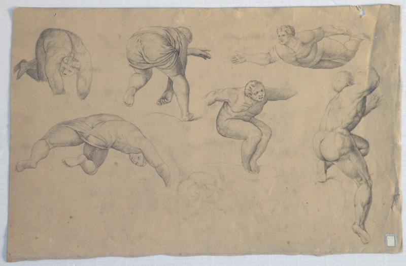 Etude de six nus d'hommes, Marie Nicolas, 3e quart 19e siècle