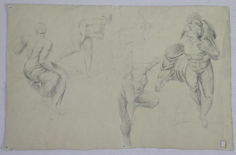 Etude de quatre nus d'hommes et de femmes, Marie Nicolas, 3e quart 19e siècle