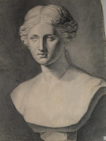 Etude d'une sculpture antique de femme, Marie Nicolas, 1865