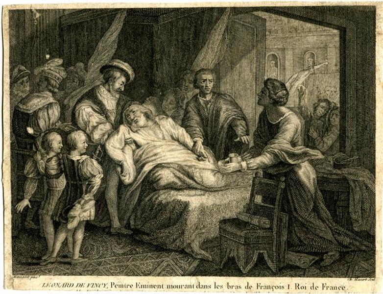Léonard de Vincy, Peintre Eminent mourant dans les bras de François I., François Guillaume Menageot, 19e siècle