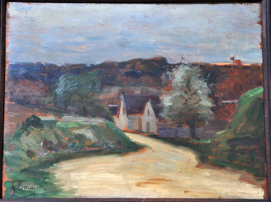 Maison dans un paysage, au crépuscule (titre factice), Gaston Bouy, 1ère moitié 20e siècle
