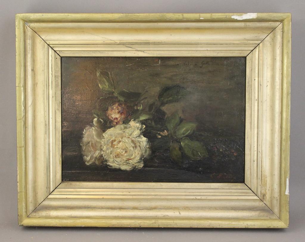 Nature morte aux trois roses (titre factice), Emile Louis Mathon, 1877