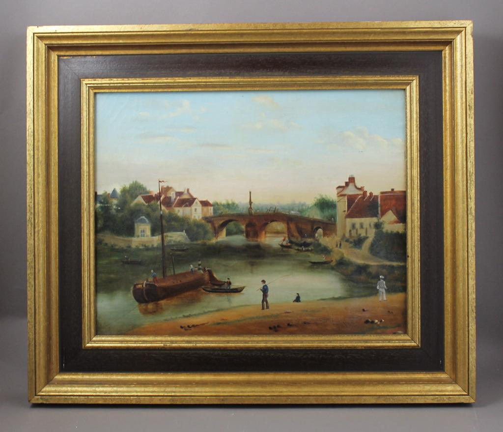 Vue du pont de Creil depuis le quai d'amont (titre factice), Bastet, 1860 achevée en