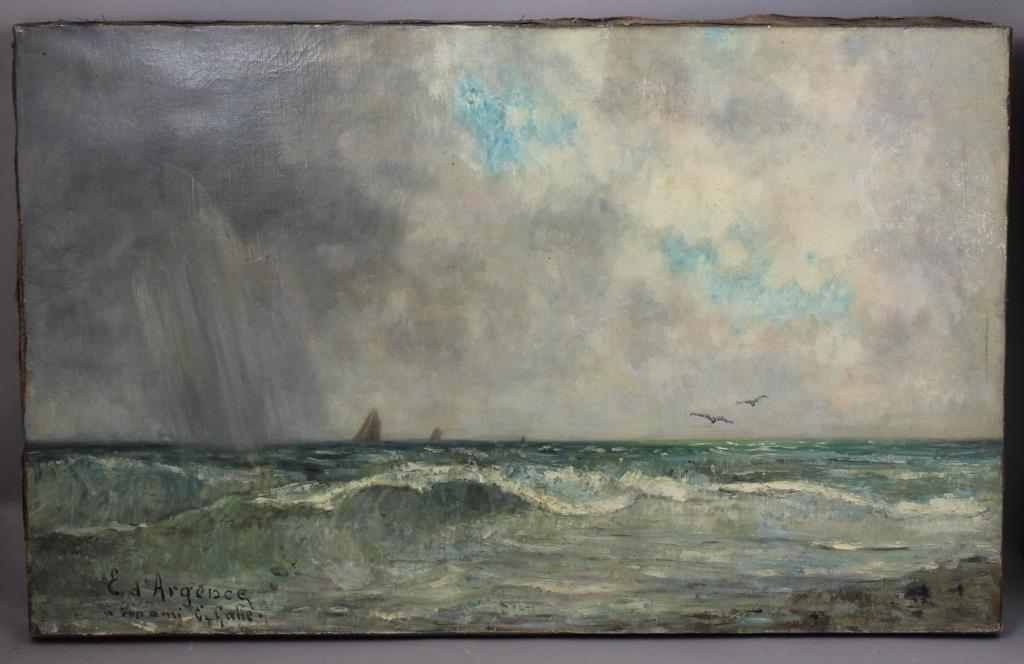 Marine : la mer vue de la plage (titre factice), Eugène d' Argence, 2e moitié 19e siècle