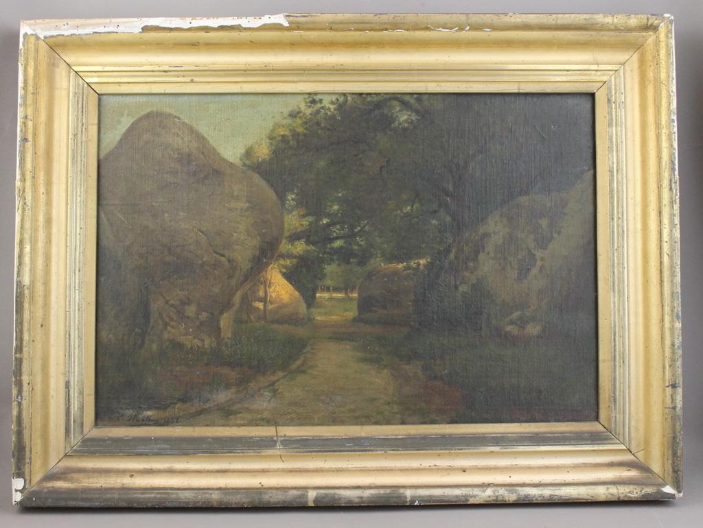 Un chemin aux roches de la Reine Blanche, forêt de Fontainebleau (titre inscrit), Emile Louis Mathon, 1868 achevée en