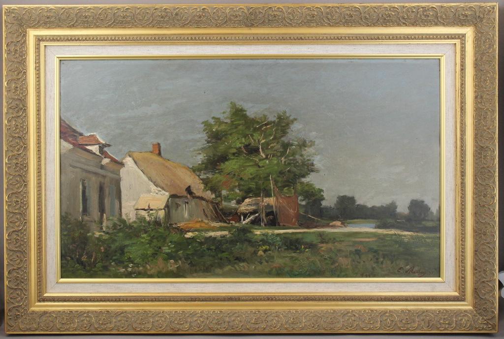 Paysage aux chaumières (titre factice), Emile Louis Mathon, 1875 achevée en