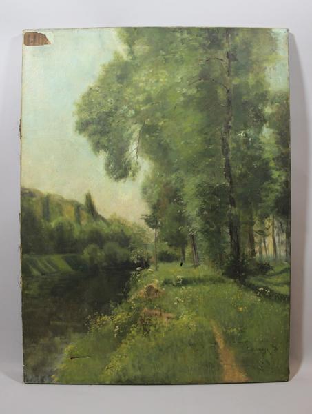 Rivière près d'un bois (titre factice), Eugène d' Argence, 1880 achevée en