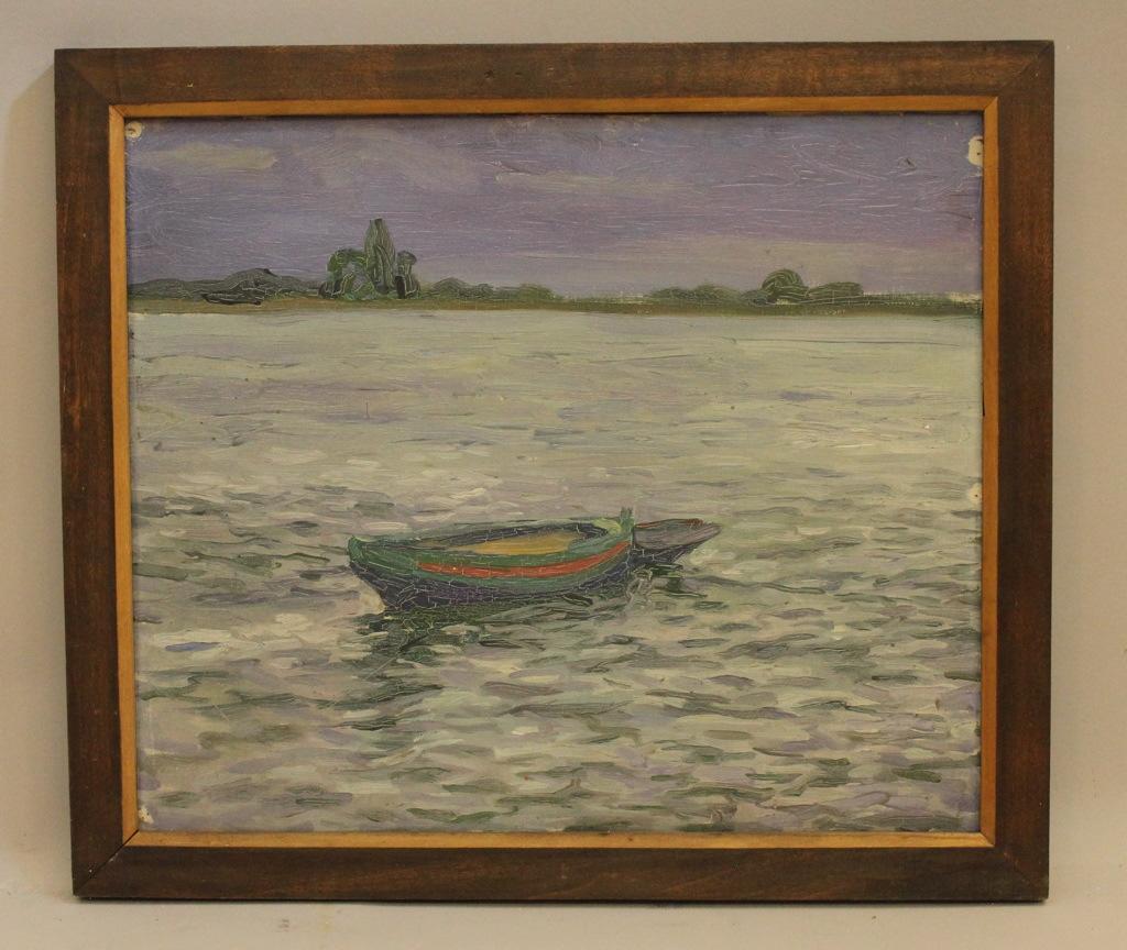 Barque sur l'eau (titre factice), Eugène Emmanuel Lemercier, 1901-1915
