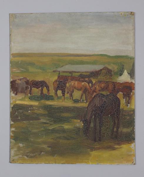 Chevaux dans un pré (titre factice), Eugène Emmanuel Lemercier, 1901-1915