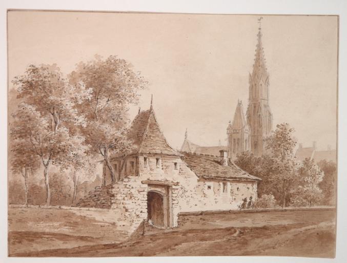 Le clocher de la cathédrale depuis la porte de Saint-Rieul, Senlis._0