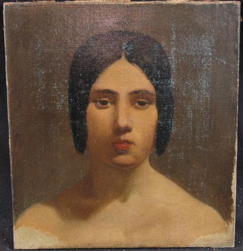 Tête de femme en buste, de face, Léon Joseph Billotte, 19e siècle
