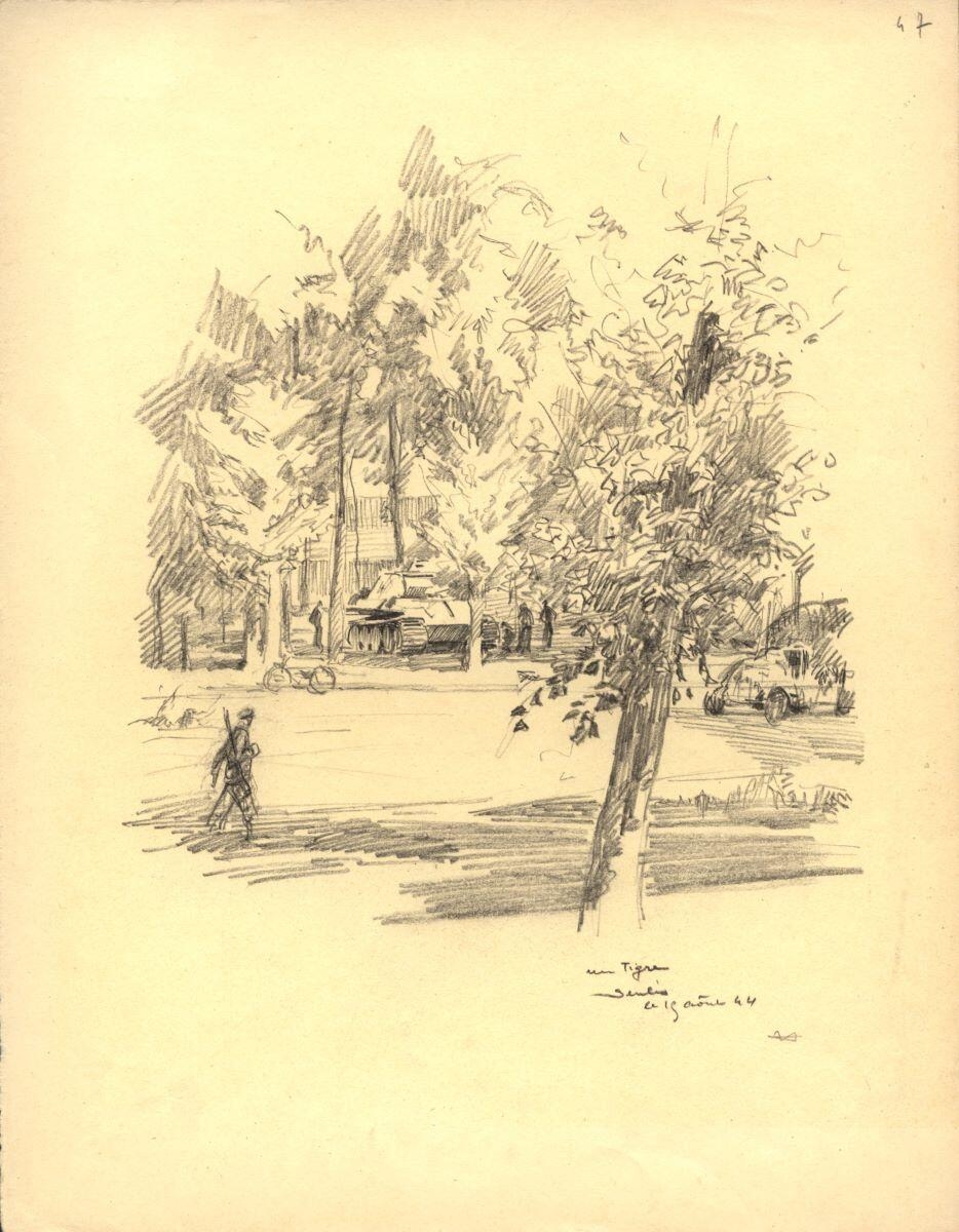 Paysage avec véhicules militaires allemands, Senlis_0